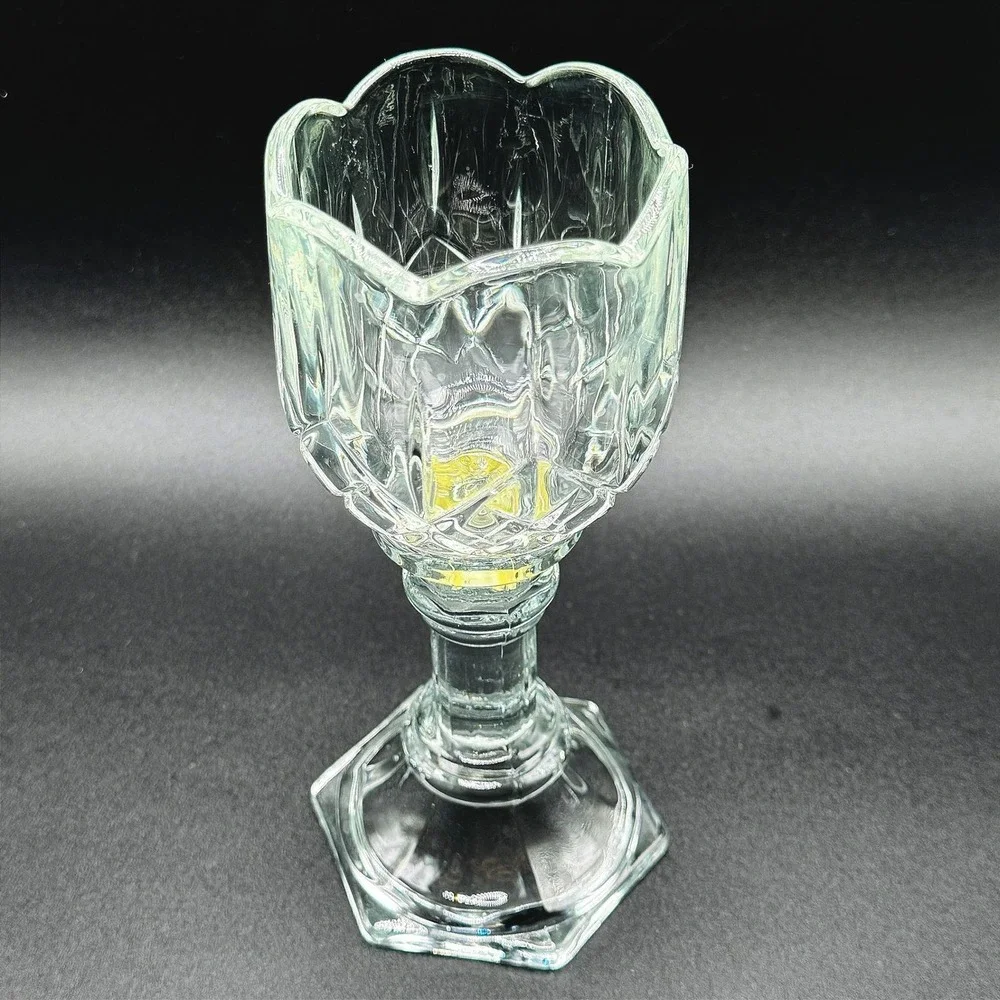 Vintage HOMCO Clear Glass Hurricane Candle Holder Pedestal Candlestick‎ Scallop